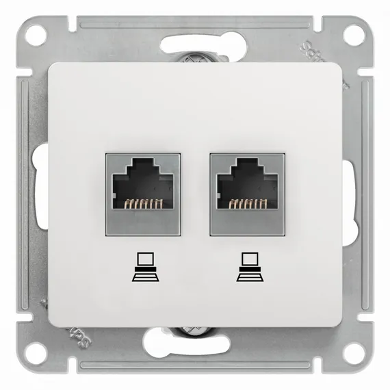 Розетка компьютерная RJ45 + RJ45 Cat 5e Systeme Electric Glossa Белый GSL000185KK