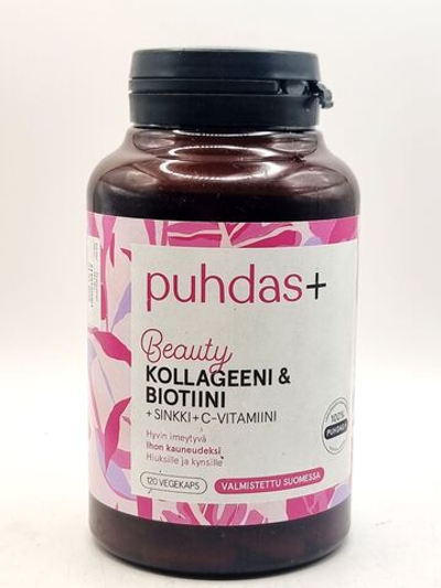 Коллаген Puhdas+ Beauty Коллаген+Биотин+цинк+витамин С, 120 Капсул (из Финляндии)