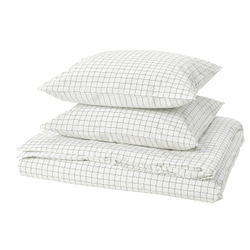 IKEA DOFTAKLEJA  (ИКЕА ДОФТАКЛЕЯ)  -  Пододеяльник и 2 наволочки - белый/антрацит 200x200/50x60 см