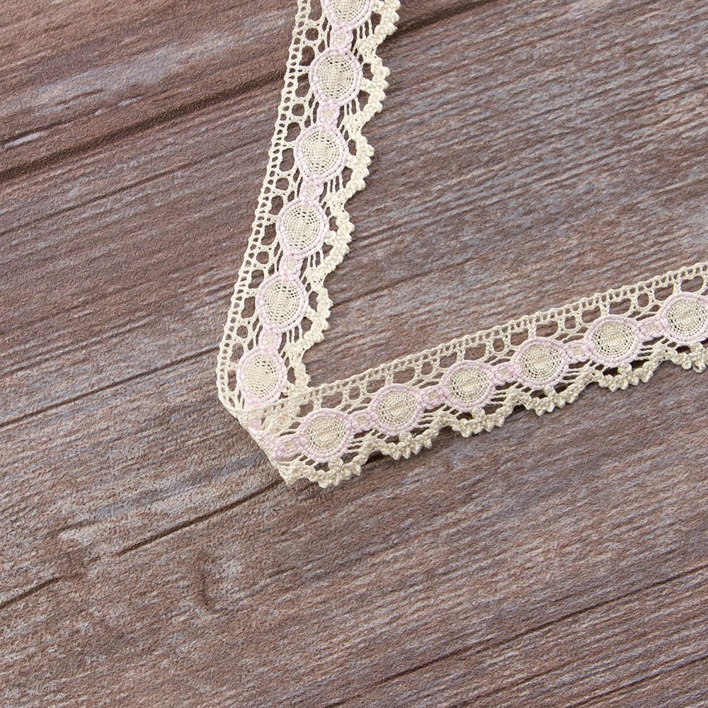 Кружево вязаное (тесьма) 23 мм / 30 метров, бежевый/св.розовый, IEMESA