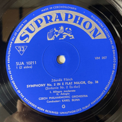 Винтажная виниловая пластинка LP Fibich Зденек Фибих, Czech Philharmonic Orchestra, Conductor Karel Sejna, Симфония Symphony No. 2 (Чехословакия 1962)