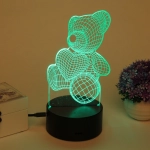 Светильник ночник «3D-Мишка» на пластиковой подставке, с включателем USB