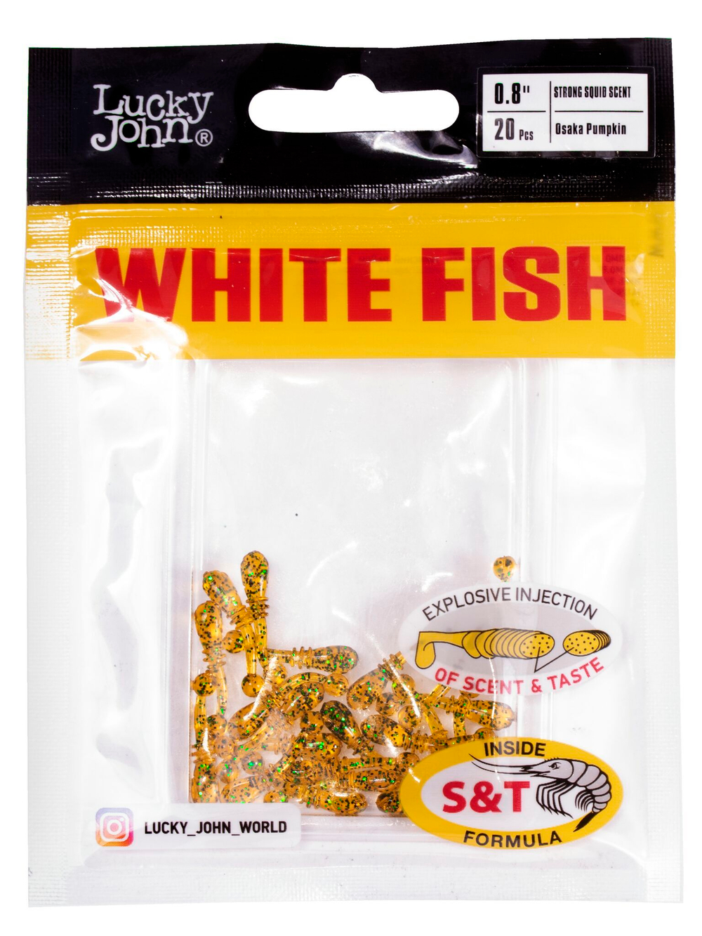 Слаги съедобные Lucky John White Fish 0.8" (2 см), цвет PA19, 20 шт