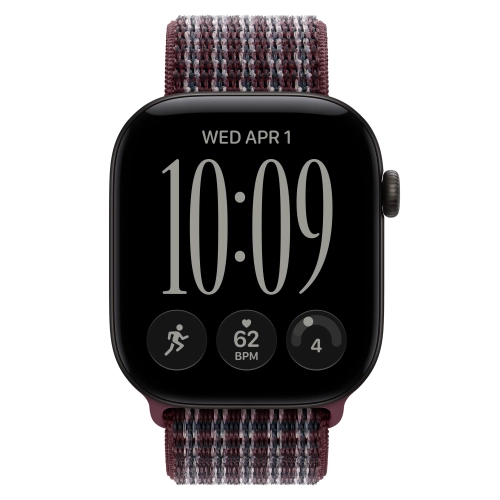 Умные часы Apple Watch Series 12 GPS, 46mm, Black Aluminum Case with Burgundy Plaid Sport Loop