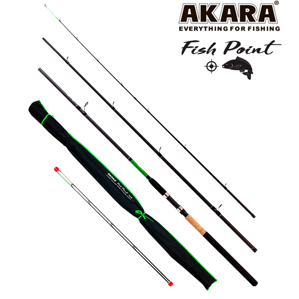 Удилище штекерное угольное фидерное 3 колена Akara L17033 Fish Point TX-20 (40-80-120 гр.) 3,9 м