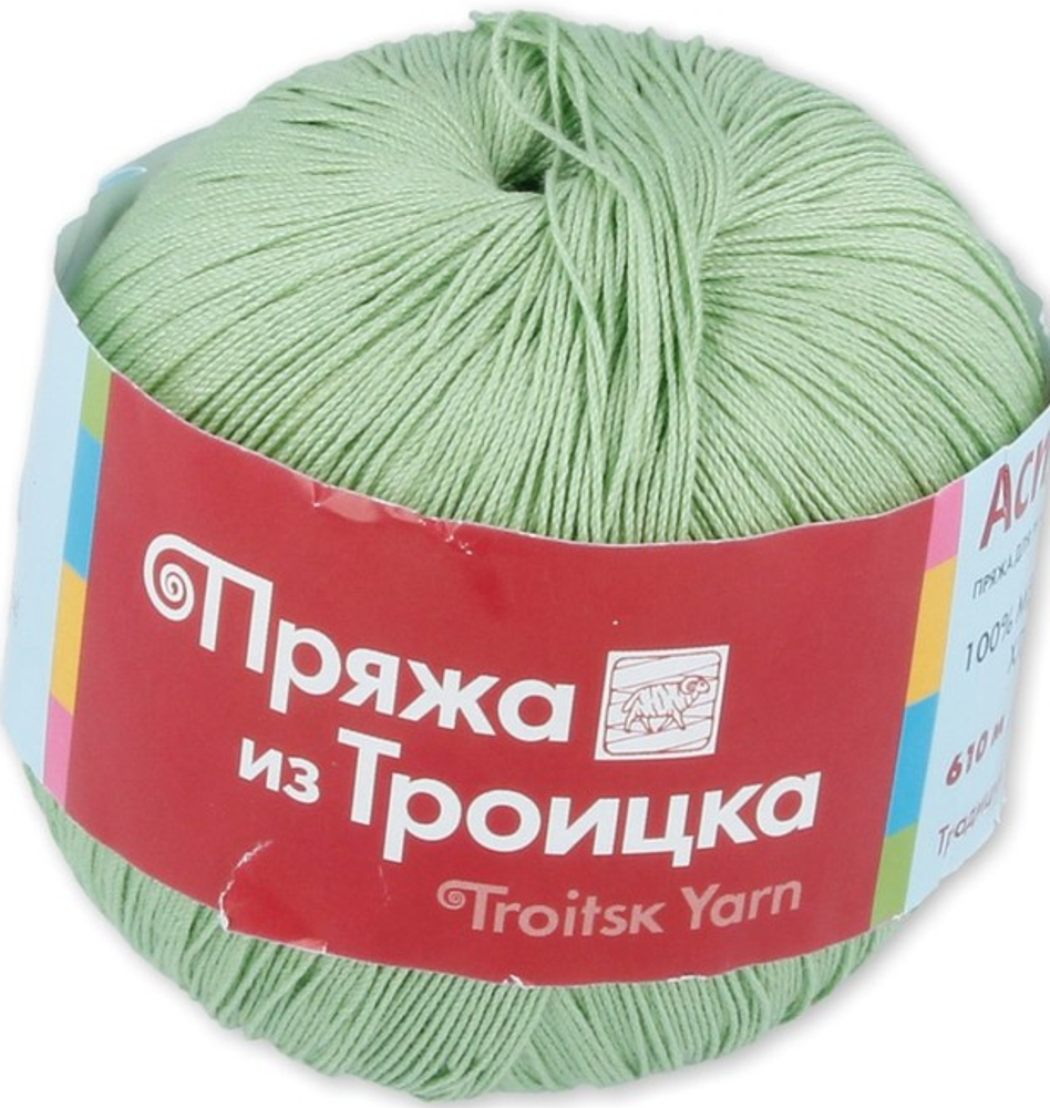 Пряжа "Астра", 100% мерсеризованный хлопок, 100гр, 610м, зеленое яблоко