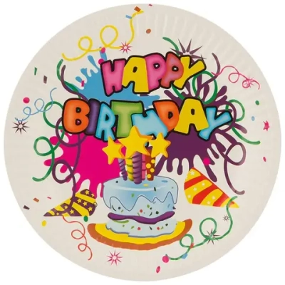 Набор бумажных тарелок "Happy Birthday" 18 см, 6 шт