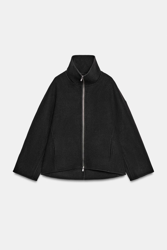 ZARA КОРОТКОЕ ШЕРСТЯНОЕ ПАЛЬТО — ZW COLLECTION, ЧЕРНЫЙ