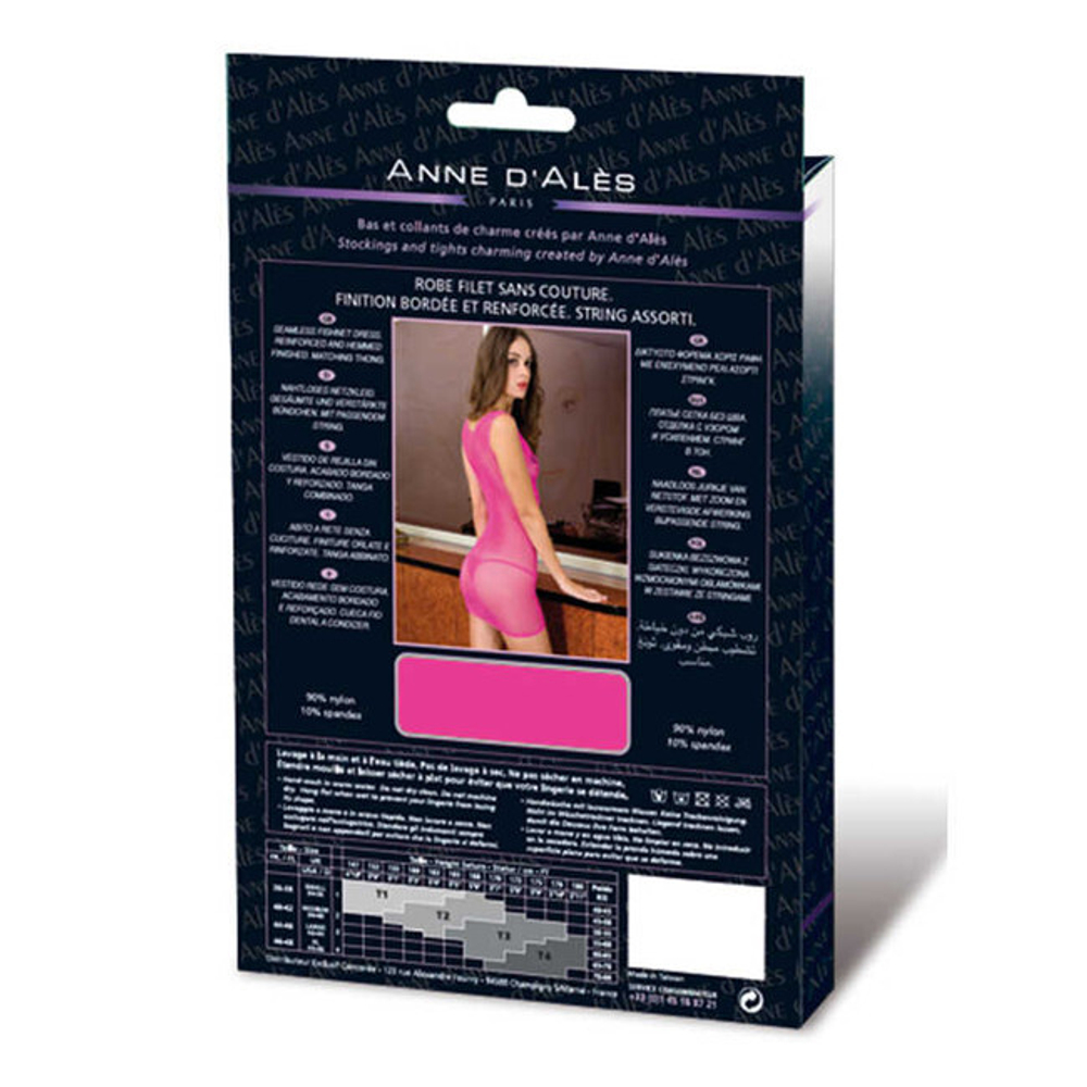 Платье розовое в мелкую сетку Anne D'Ales "Dress Marise Rose" ML (Цвет: розовый)