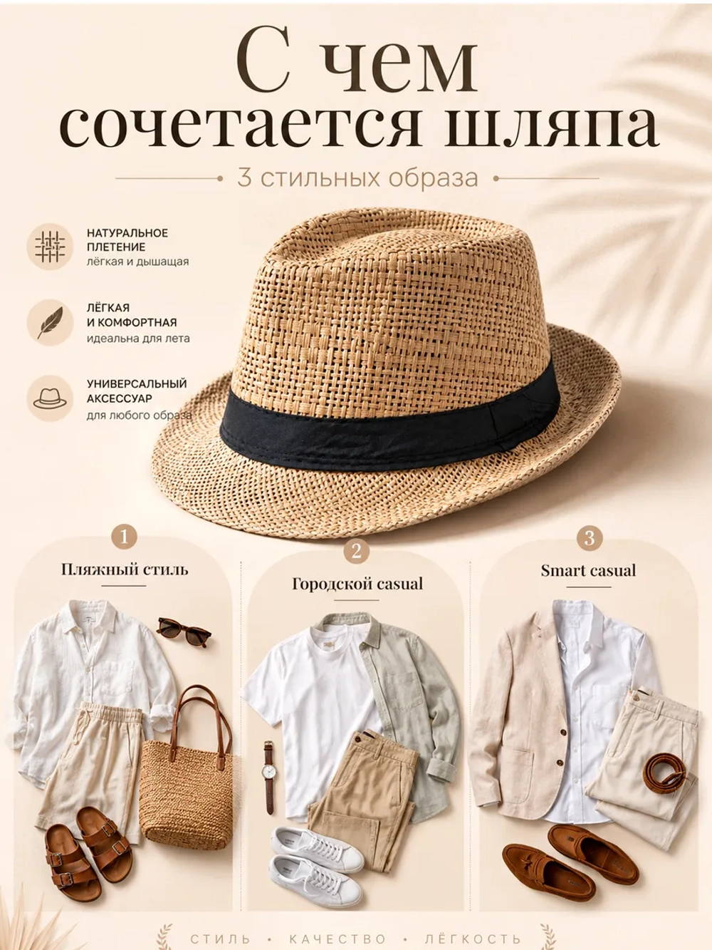 Шляпа соломенная летняя