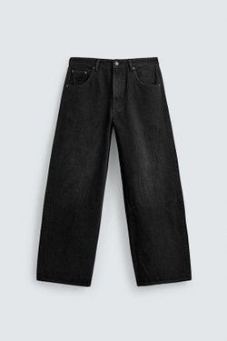 ZARA ДЖИНСЫ BAGGY FIT С РАЗРЕЗАМИ, ЧЕРНЫЙ