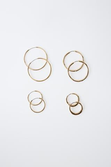 ZARA НАБОР ИЗ 4 ПАР СЕРЕГ-КОЛЕЦ, ЗОЛОТИСТЫЙ
