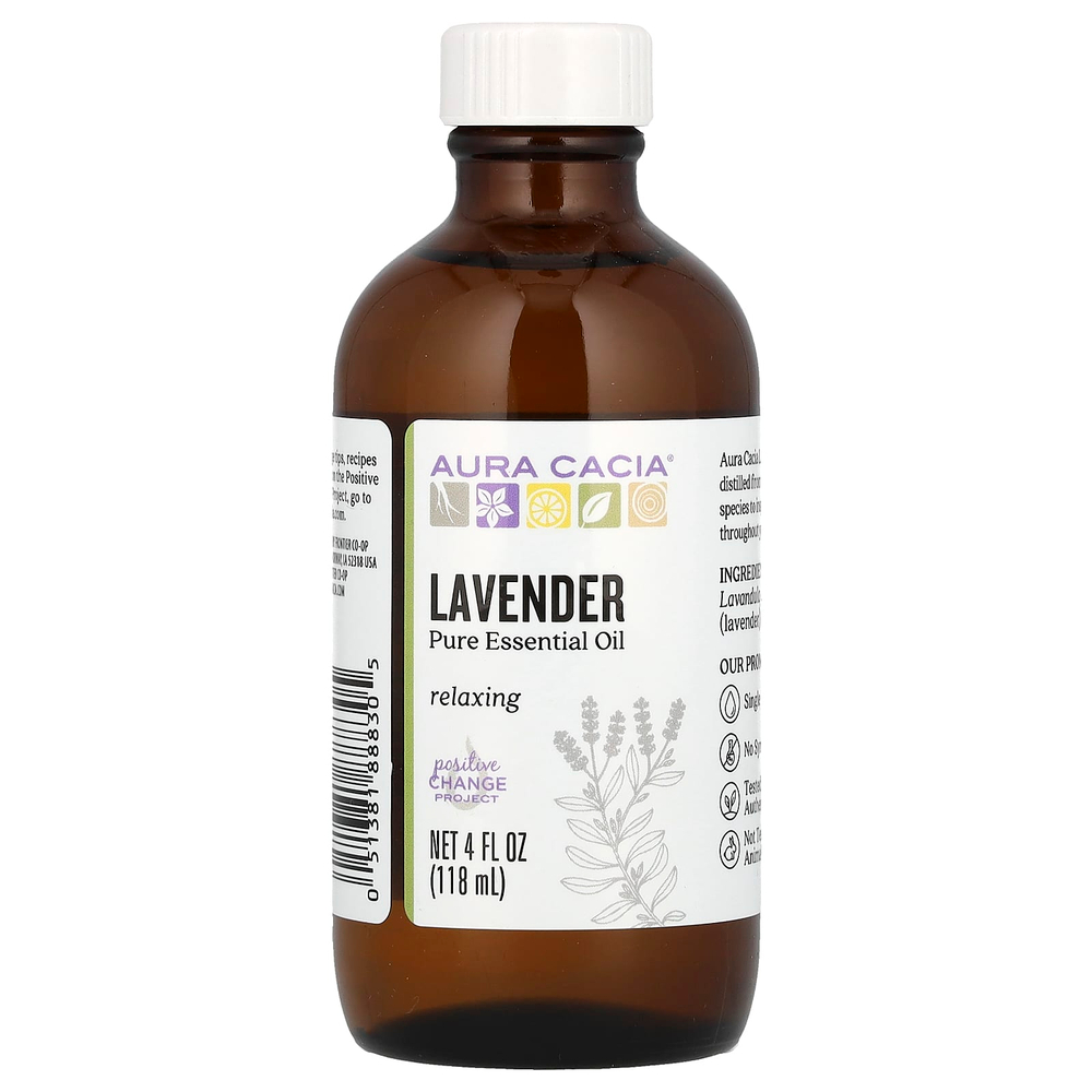 Aura Cacia, чистое эфирное масло, лаванда, 118 мл (4 жидк. унции)