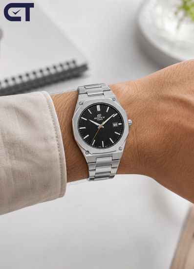 CASIO EFR-S108D-1AVUDF EDIFICE мужские наручные часы — мужская модель с черный циферблатом и сапфировым стеклом