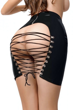 Мини-юбка Glossy Leanne из материала Wetlook, черный, L (46) (Цвет: черный)