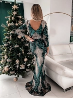 шикарное изумрудное макси платье с пайетками + plus size