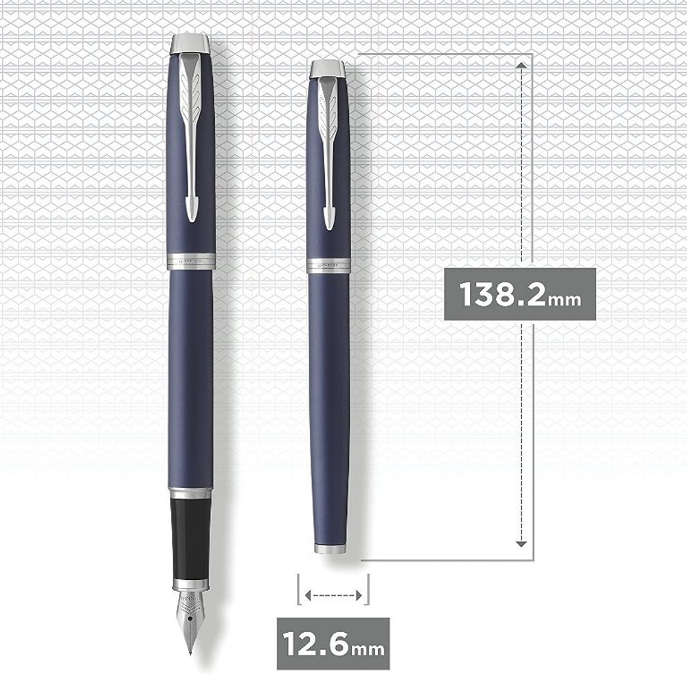 Перьевая ручка Parker IM Metal Matte Blue CT, перо: F, цвет чернил: blue, в подарочной упаковке.