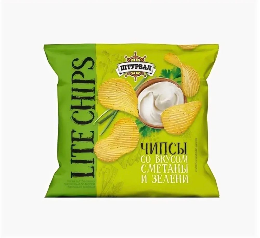 CHIPS Lite Снеки Овал со вкусом сметаны и зелени 20г