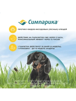 Симпарика, таблетки для собак весом от 5,1-10кг, 3 таб.