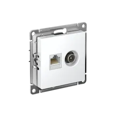 Розетка мультимедийная двойная ТВ + компьютерная RJ45 Cat 5e Systeme Electric AtlasDesign Лотос ATN001389