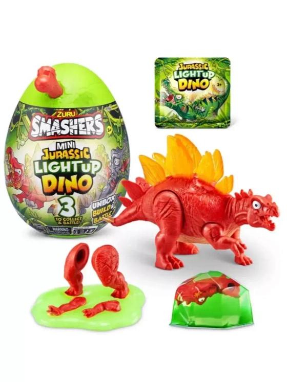 Игрушка сюрприз Smashers mini Jurassic Lightup Dino красный