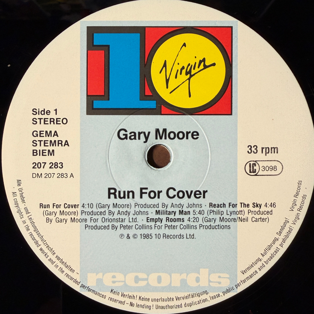 Gary Moore ‎– Run For Cover (Европа 1985г.)