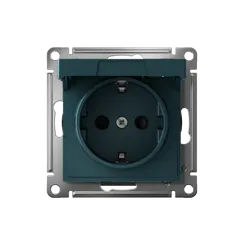 Розетка с крышкой Systeme Electric AtlasDesign Изумруд, самозажимные клеммы ATN000846S