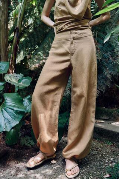 ЛЬНЯНЫЕ БРЮКИ С ШИРОКИМИ ШТАНИНАМИ И ШНУРКАМИ — ZARA