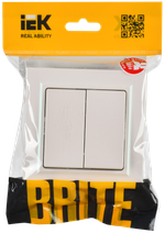 BRITE Выключатель 2-клавишный 10А в сборе ВСР10-2-0-БрЖ жемчуг IEK