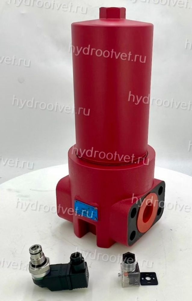 DFBN/HC500F10D1.1/-L24 - Напорный фильтр гидравлический одинарный модели DF тонкость фильтрации 10 мкм, типоразмер 500, вид присоединения: фланец SAE 2" (DN50), материал корпуса - чугун, рабочее давление до 420 бар, визуально-электрический (лампа с напряжением 24В) индикатор загрязнения