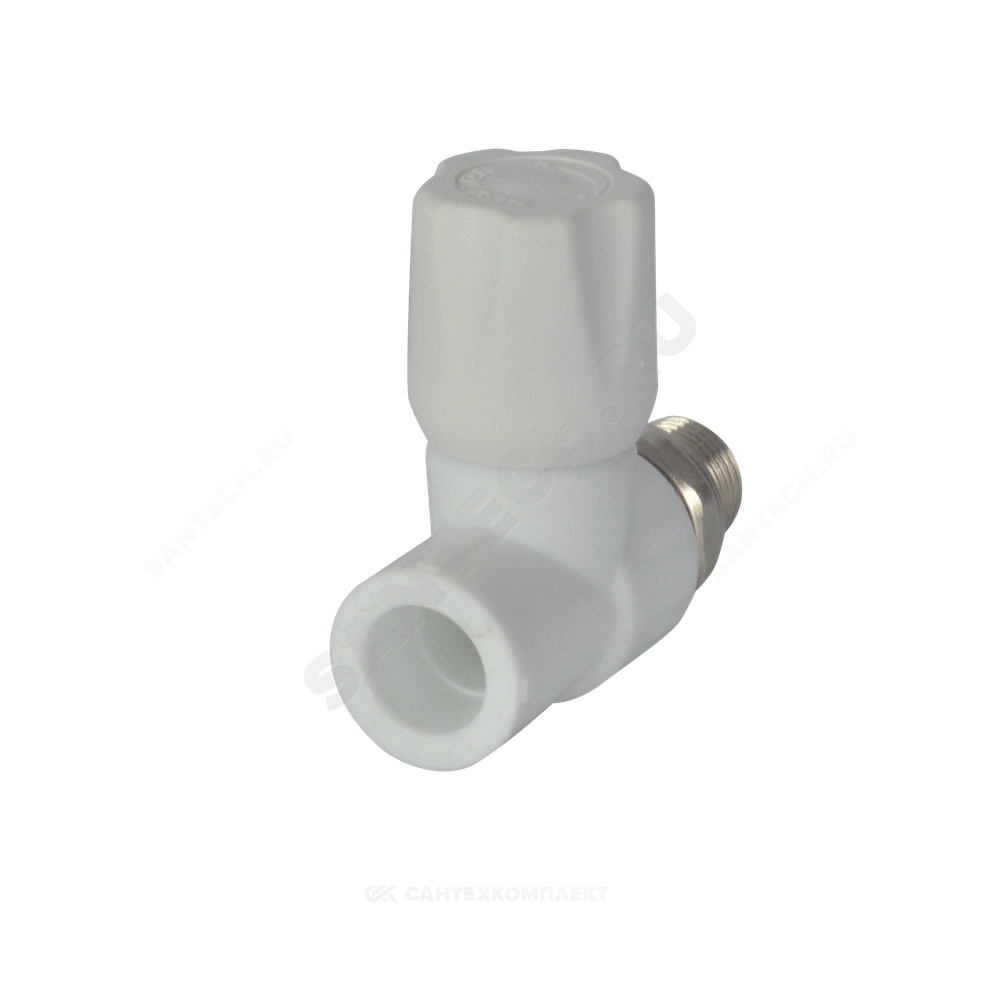 Клапан (вентиль) PP-R запорный белый Дн 20х1/2" Ру25 НР прямой для радиатора VALFEX 1014620012