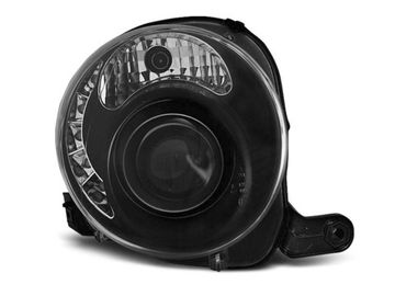 Передние фары Fiat 500 black led
