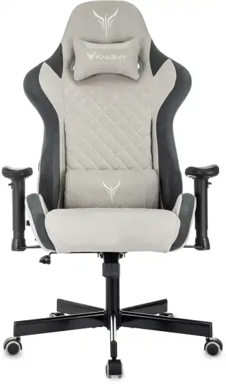 Кресло игровое Knight Regal Fabric светло-серый/серый искусственная замша с подголов. крестов. металл