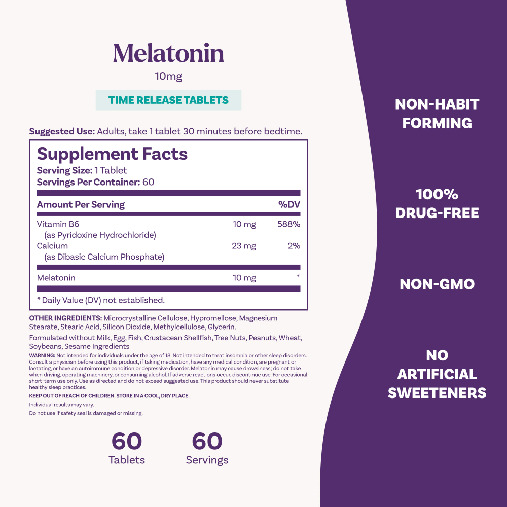 Natrol, мелатонин, медленное высвобождение, 10 мг, 60 таблеток
