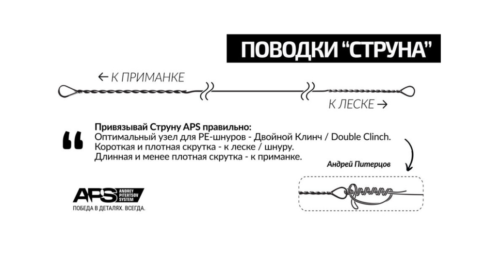 Поводок струна APS 0,40 мм., 20 см., 17кг. (7 шт/упак.)