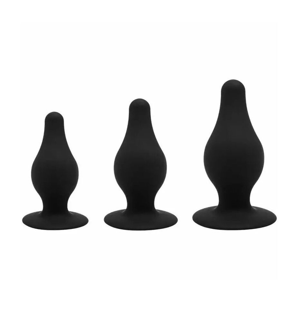 Набор из 3 черных анальных втулок SILEXD Silicone Plug Kit Model 2 (Цвет: черный)