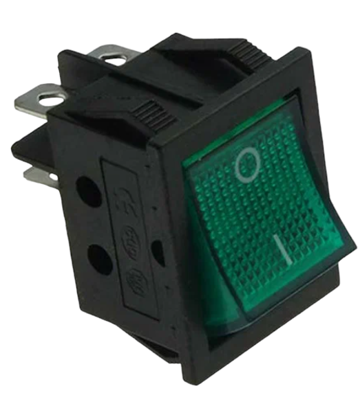 Выключатель ON/OFF 4-pin 16А 250В c подсветкой зелёный (KCD4)