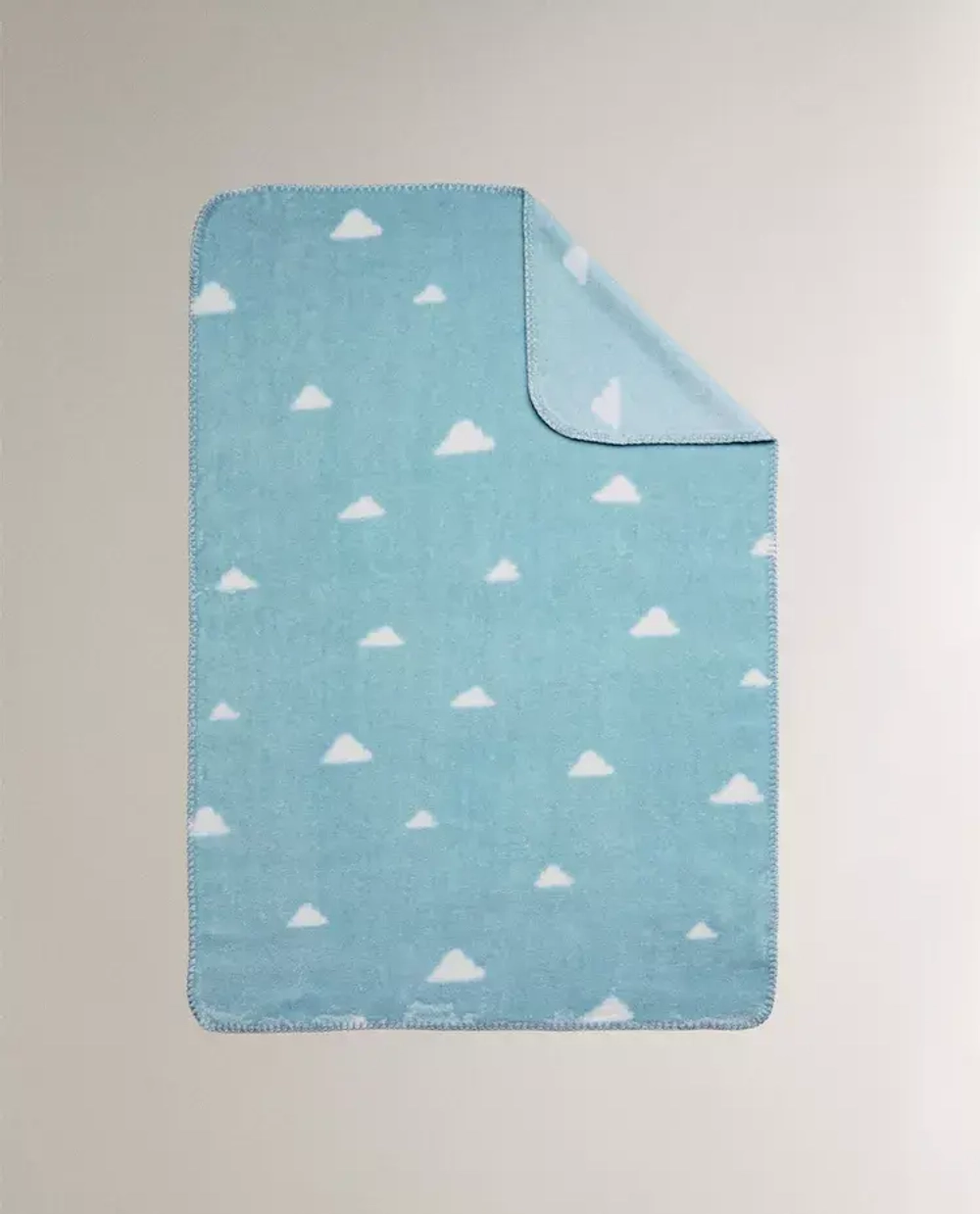ZARA HOME ДЕТСКИЙ ФЛИСОВЫЙ ПЛЕД С ПРИНТОМ, СИНИЙ