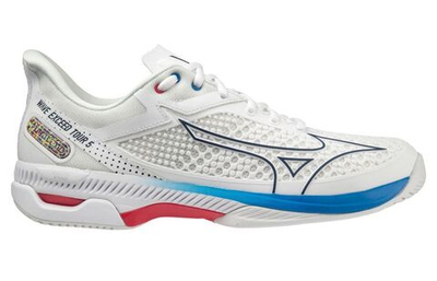 Мужские кроссовки теннисные Mizuno Wave Exceed Tour 5 CC - undyed white/spellbound/pace blue