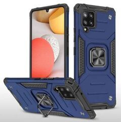 Противоударный чехол для Samsung Galaxy M33 синий с пластиной для магнитного автодержателя и кольцом подставкой, чехол на Самсунг Галакси М33 Противоударный чехол для Samsung Galaxy M33 синий с пластиной для магнитного автодержателя и кольцом подставкой, чехол на Самсунг Галакси М33