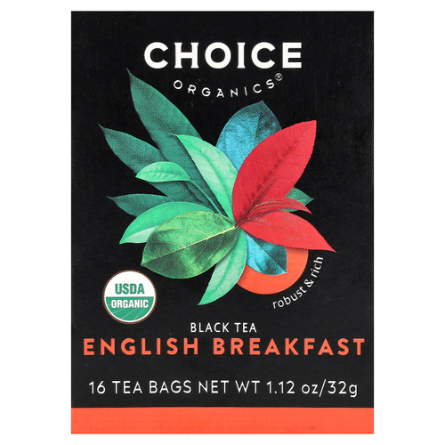 Choice Organics, Black Tea, English Breakfast, 16 чайных пакетиков, 32 г (1,12 унции)