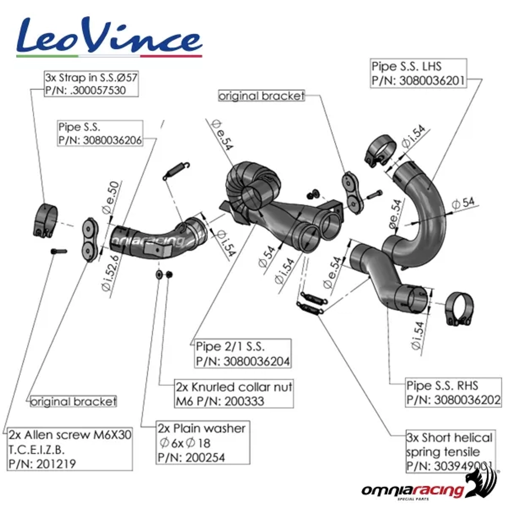 80036 LEOVINCE STEEL DEKAT RACING LINK PIPE E5 (MTS V4)