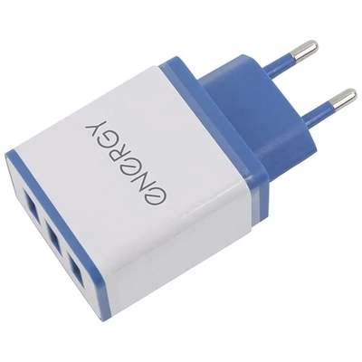 Сетевое зарядное устройство Energy ET-34, 3 USB разъёма, 2,1А, цвет - белый