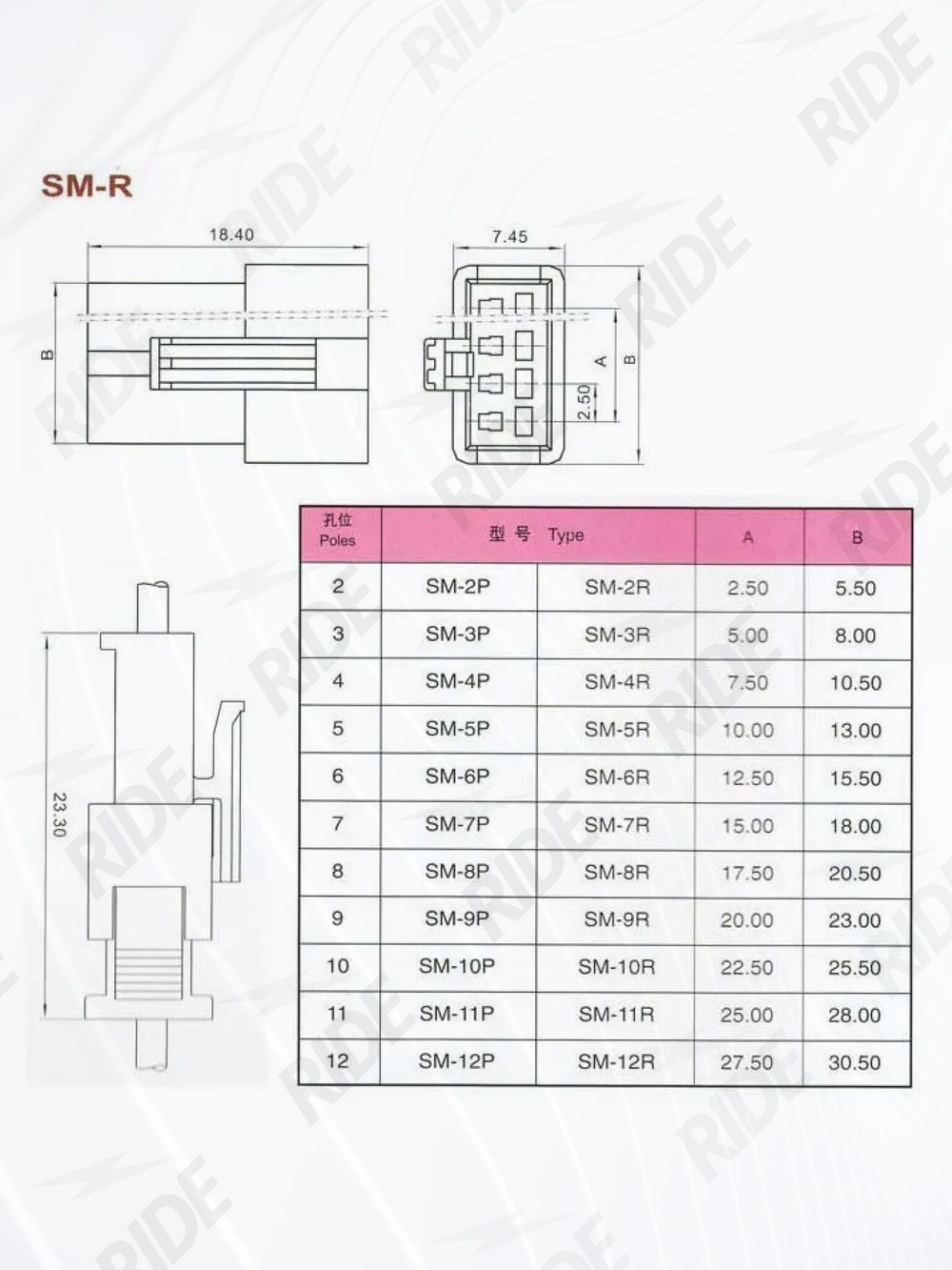Разъем коннектор JST SM2.54 пины папа (10000 шт.)