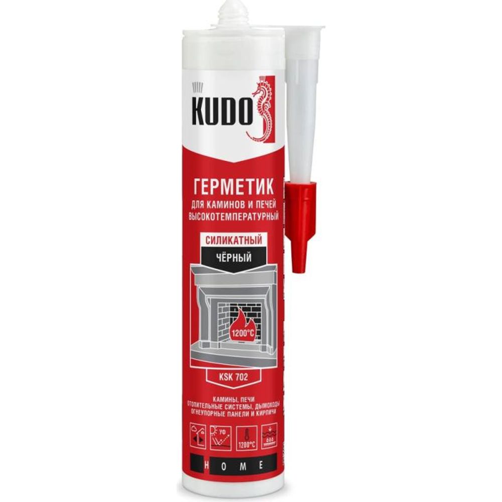 Герметик д/каминов и печей KUDO HOME силикатн. 1200С черный 280мл / KSK-702 Герметик д/каминов и печей KUDO HOME силикатн. 1200С черный 280мл / KSK-702