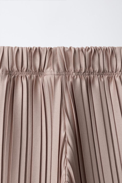 ZARA ПЛИССИРОВАННЫЕ БРЮКИ WIDE LEG, СЕРО-КОРИЧНЕВЫЙ