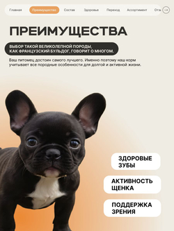 Корм сухой для щенков породы Французский бульдог, с индейкой, 800 гр, QUATTRO