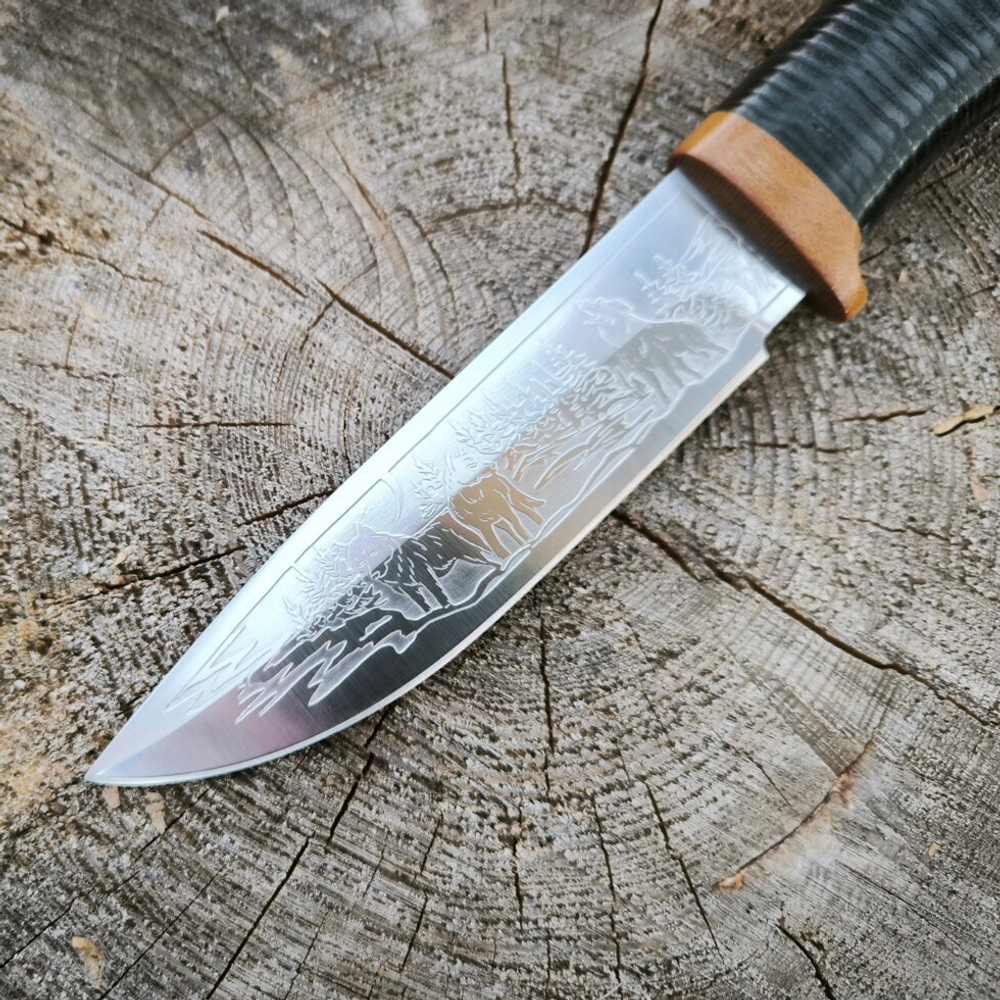 Кованый нож НС-27 Хищники, гравировка (Златоуст)