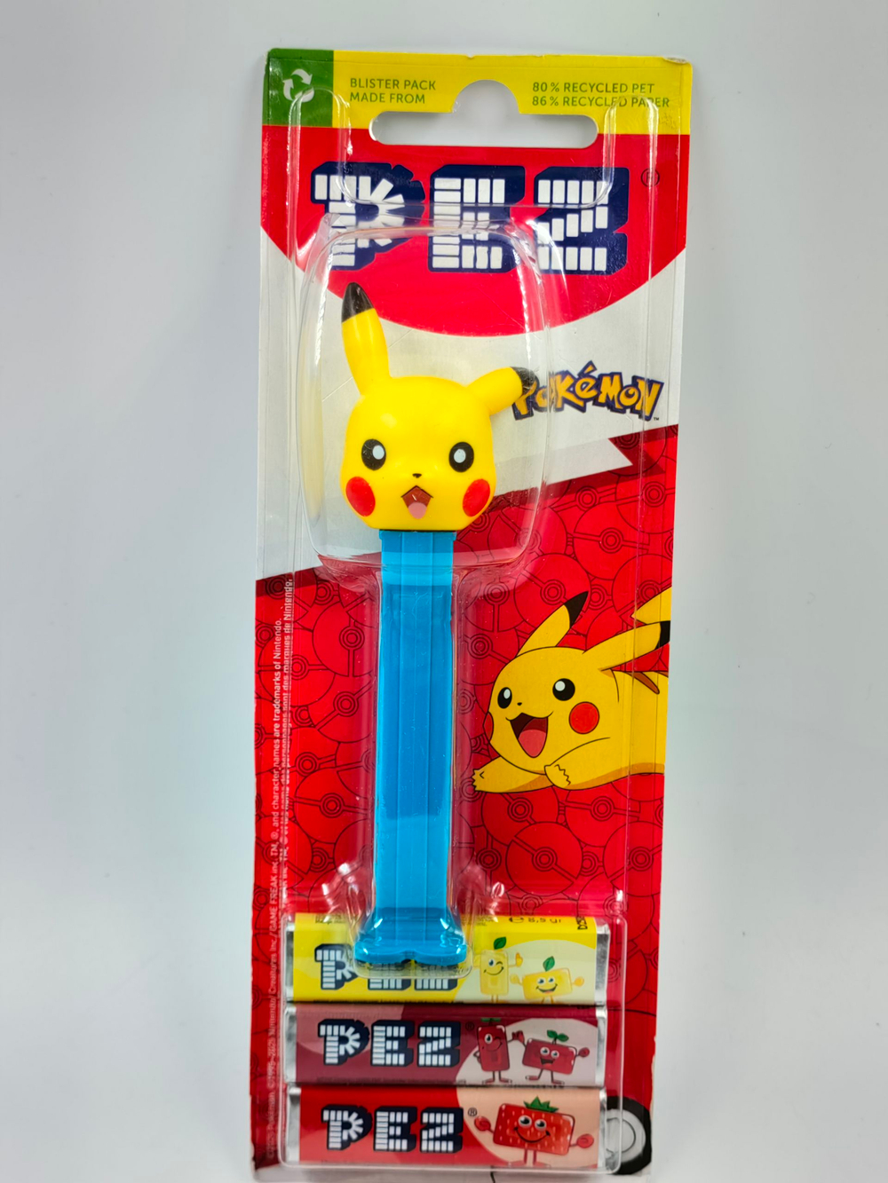 Конфеты PEZ с игрушкой, 3 набора с конфетами по 8,5 г и 1 игрушка-диспенсер (Венгрия)