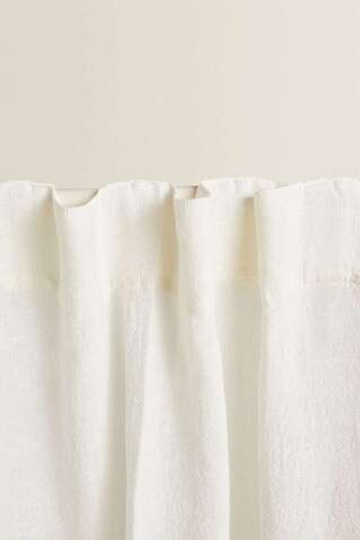 ZARA HOME БЕЛАЯ ЛЬНЯНАЯ ЗАНАВЕСКА,  БЕЛЫЙ